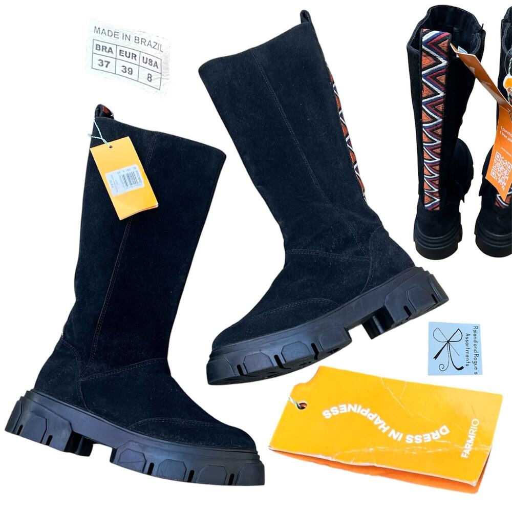 Farm Rio 100% Vegan Long Lug Sole Boots Sz 8 NWT